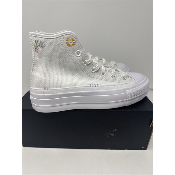 Converse Chuck All Star Hi Shoes Lift Floral Valentine's A05068C Size 8 READ - Picture 5 of 16